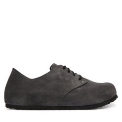 Półbuty Birkenstock. Szare eleganckie półbuty Birkenstock, bez wzorów, bez obcasa, bez zapięcia. Za 719.99 zł.