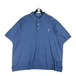 Second life - Męska granatowa koszulka polo z krótkim rękawem - Jak nowy. Niebieskie koszulki polo RALPH LAUREN, m, bez wzorów, bez kołnierzyka, bez ramiączek, na golfa. Za 127.76 zł.