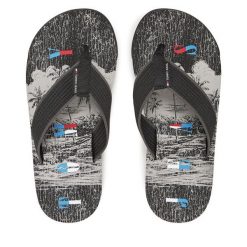 Japonki Tommy Jeans. Czarne japonki Tommy Jeans, bez wzorów, z jeansu. Za 129.99 zł.