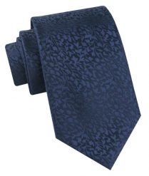 Klasyczny Krawat Męski - Chattier - Głęboki Granat, Drobne Listki. Niebieskie krawaty i muchy Chattier, bez wzorów, z tkaniny. Za 49.00 zł.