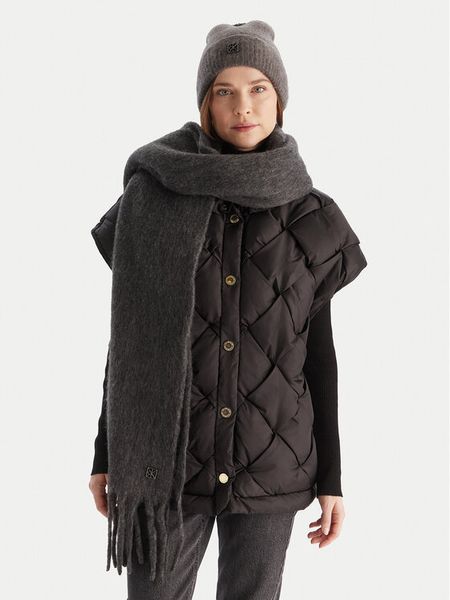 Calvin Klein Szalik Emblem Brushed LV04D8069G Szary. Szare szaliki CALVIN KLEIN, bez wzorów, z poliesteru. Za 259.99 zł.