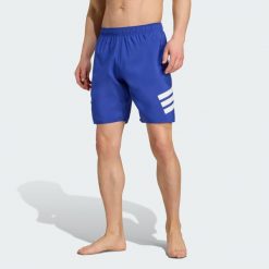 Szorty do pływania 3-Stripes 8-Inch. Białe odzież kąpielowa Adidas, m, bez wzorów, z materiału, sportowe. Za 149.00 zł.