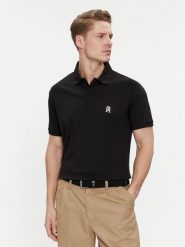 Tommy Hilfiger Polo Interlock MW0MW34783 Czarny Regular Fit. Czarne koszulki polo Tommy Hilfiger, l, bez wzorów, z bawełny, bez kołnierzyka, bez ramiączek. Za 249.99 zł.