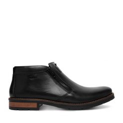 Botki Rieker. Czarne botki sznurowane Rieker, bez wzorów, bez obcasa, bez zapięcia. Za 459.99 zł.