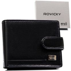 Portfel męski Rovicky CPR-021L-BAR czarny. Czarne portfele ROVICKY, bez wzorów, ze skóry. Za 65.99 zł.