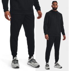 Spodnie fitness męskie Under Armour Armour Fleece Joggers. Czarne joggery i bojówki Under Armour, l, bez wzorów, z dresówki, sportowe. Za 199.99 zł.