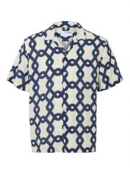 Selected Homme Koszula 16088360 Granatowy Relaxed Fit. Niebieskie koszule Selected Homme, l, bez wzorów, z wiskozy, bez kołnierzyka, bez ramiączek. Za 139.99 zł.