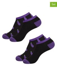 Lucky Socks Skarpety (2 pary) "Eggplant" w kolorze czarno-fioletowym rozmiar: 39-42. Czarne skarpety Lucky Socks, bez wzorów, prążkowane. Za 26.99 zł.