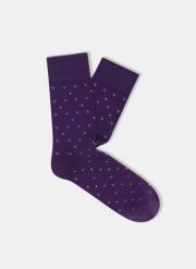 Fioletowe skarpetki w kwadraty P000B-SX-513-F. Fioletowe skarpety Pako Lorente, z aplikacjami, z dzianiny. Za 39.99 zł.