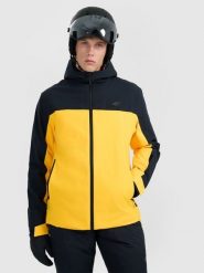 4F Kurtka narciarska membrana 5000 męska - żółta L. Żółte kurtki narciarskie i snowboardowe 4F, l, bez wzorów, z tkaniny, narciarskie. Za 349.99 zł.