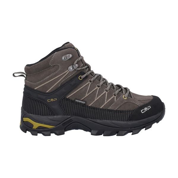 Buty trekkingowe męskie CMP Rigel Mid WP. Brązowe trekkingi CMP, bez wzorów, z materiału, bez zapięcia. W wyprzedaży za 399.99 zł.