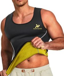 Męski wyszczuplający podkoszulek fitness neoprenowy SlimBody. Czarne podkoszulki SLIMBODY, m, bez wzorów, z materiału, bez ramiączek. Za 125.00 zł.