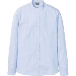Koszula z długim rękawem i stójką Slim Fit bonprix niebieski w paski. Koszule bonprix. Za 59.99 zł.