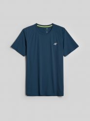 4F Koszulka do biegania regular szybkoschnąca męska - denim M. Niebieskie t-shirty 4F, m, bez wzorów, z denimu, bez kołnierzyka, bez ramiączek. Za 129.99 zł.