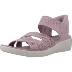 Sandały SKECHERS SLIP-INS ARYA Fioletowy. Fioletowe sandały Skechers, z materiału, bez zapięcia. Za 267.99 zł.