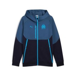 Zippowany sweatshirt OM FL 2025/26. Niebieskie bluzy Puma, m, bez wzorów, bez kaptura. Za 363.50 zł.