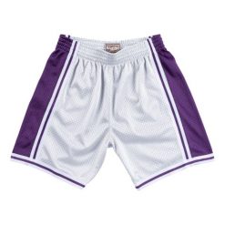 Szorty Los Angeles Lakers platinum. Szare szorty Mitchell & Ness, bez wzorów, sportowe. Za 377.50 zł.