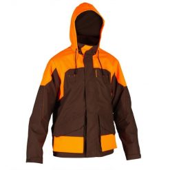 Kurtka myśliwska wodoodporna wzmocniona Solognac 520. Brązowe kurtki SOLOGNAC, l, bez wzorów, z materiału, bez kaptura. Za 349.99 zł.
