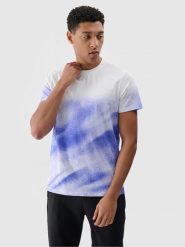4F T-shirt regular z nadrukiem męski - niebieski XXL. Niebieskie t-shirty 4F, m, bez wzorów, z bawełny, bez kołnierzyka, bez ramiączek. W wyprzedaży za 49.99 zł.