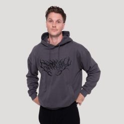 Bluza męska fitness z kapturem oversize szara Thorn. Szare bluzy z kapturem GYMBEAM, m, bez wzorów, z bawełny, z kapturem. Za 148.90 zł.