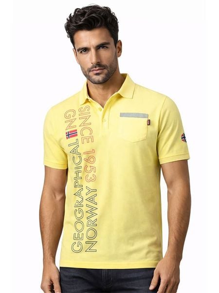 Geographical Norway Koszulka polo "Konakri" w kolorze żółtym rozmiar: XXL. Żółte koszulki polo Geographical Norway, xxl, bez wzorów, z bawełny, bez kołnierzyka, bez ramiączek. Za 83.03 zł.