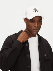 Calvin Klein Jeans Czapka z daszkiem Monologo LV04G5065G Biały. Białe czapki z daszkiem Calvin Klein Jeans, bez wzorów, z bawełny. Za 119.99 zł.