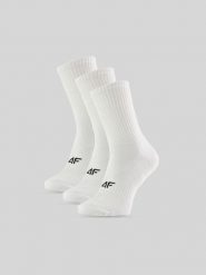 4F Skarpetki długie (3-pack) męskie - białe 39-42. Białe skarpety 4F, bez wzorów, z bawełny. Za 59.99 zł.
