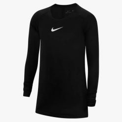 Koszulka Termoaktywna Juniorska Nike First Layer. Białe bielizna termoaktywna Nike, bez wzorów, bez ramiączek, do piłki nożnej. Za 89.99 zł.