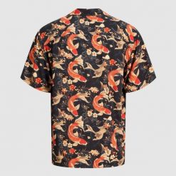 Koszula Jack & Jones Tokyo Resort SS pomarańczowa. Żółte koszule Jack&Jones, na lato, s, bez wzorów, z jeansu, bez kołnierzyka, bez ramiączek. Za 156.47 zł.