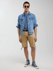 Szorty męskie z kieszeniami cargo beżowe Cargori 801. Brązowe szorty BIG STAR, m, bez wzorów, z bawełny, eleganckie. Za 159.99 zł.