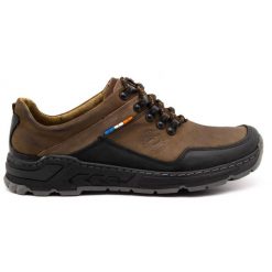 Olivier Męskie buty trekkingowe skórzane 292GT brązowe. Brązowe trekkingi bez wzorów, z jeansu, bez zapięcia. Za 319.69 zł.