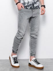 Spodnie męskie jeansowe joggery - szare V3. Szare joggery i bojówki Ombre Clothing, m, bez wzorów, z bawełny, klasyczne. W wyprzedaży za 99.99 zł.