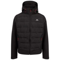 Trespass Alwero- Męska hybrydowa kurtka softshell Tp-75 czarna. Czarne kurtki Trespass, m, z aplikacjami, z gumy, z kapturem. Za 336.62 zł.