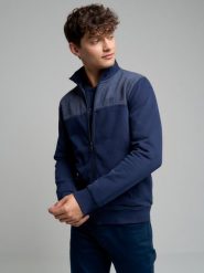 Bluza męska ze stójką granatowa Joe 403. Niebieskie bluzy BIG STAR, na jesień, l, z aplikacjami, z bawełny, bez kaptura. Za 249.99 zł.