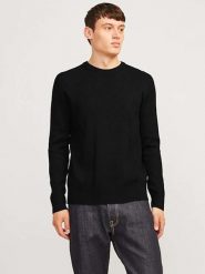 Jack & Jones Sweter w kolorze czarnym rozmiar: M. Czarne swetry nierozpinane Jack & Jones, m, bez wzorów, bez kołnierzyka, bez ramiączek. Za 92.86 zł.