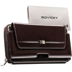 Skórzana, brązowa saszetka męska z systemem RFID - Rovicky. Brązowe torby na ramię ROVICKY, bez wzorów, ze skóry, bez dodatków. Za 89.99 zł.