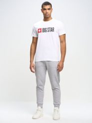 Koszulka męska z logo BIG STAR biała Quado 101. Białe t-shirty BIG STAR, l, bez wzorów, z denimu, bez kołnierzyka, bez ramiączek. W wyprzedaży za 99.99 zł.