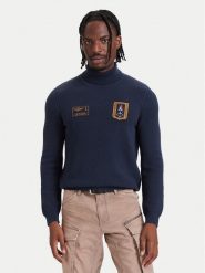 Aeronautica Militare Golf 262MA1660UL00903 Granatowy Regular Fit. Niebieskie golfy Aeronautica Militare, l, bez wzorów, z bawełny, bez kołnierzyka, bez ramiączek. Za 664.99 zł.