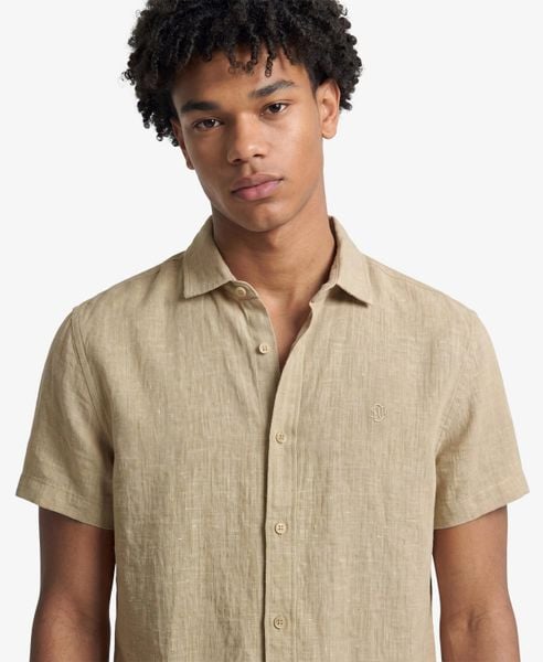 Superdry Koszula Riviera z lnu krótki rękaw – Relaxed fit. Brązowe koszule Superdry, na lato, l, bez wzorów, ze lnu, bez kołnierzyka, bez ramiączek. Za 345.00 zł.