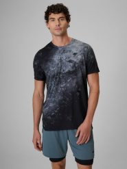 4F Koszulka treningowa szybkoschnąca męska - czarna S. Czarne t-shirty 4F, m, bez wzorów, z materiału, bez kołnierzyka, bez ramiączek. Za 139.99 zł.