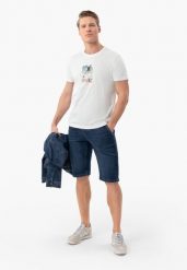 Szorty jeansowe, Regular Fit, E-CARST. Niebieskie szorty Volcano, m, bez wzorów, z dresówki, casualowe. Za 159.99 zł.