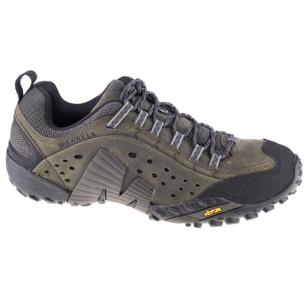 Buty trekkingowe męskie Merrell Intercept. Szare trekkingi Merrell, bez wzorów, z gumy, bez zapięcia. Za 599.99 zł.