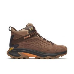 Buty trekkingowe - męskie - Merrell Moab Speed 2 - wodoodporne, Mole. Brązowe buty turystyczne Merrell, bez wzorów, z materiału, przed kolano, bez zapięcia, trekkingowe. Za 749.99 zł.