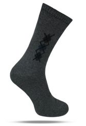 Ciepłe Wełniane Skarpetki Zimowe - Ciemny Popiel, Wzór Geometryczny. Szare skarpety His Story, bez wzorów, z elastanu. Za 39.99 zł.