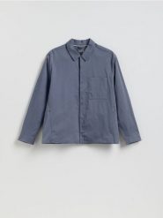 Kurtka z kołnierzem - granatowy. Niebieskie kurtki Reserved, l, bez wzorów, z bawełny, bez kaptura. Za 169.99 zł.