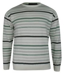 Sweter Beżowy, w Paski, Prążki, Okrągły Dekolt (U-neck), Męski - ELKJAER. Szare swetry rozpinane Elkjaer, l, bez wzorów, z bawełny, bez kołnierzyka, bez ramiączek. Za 147.00 zł.