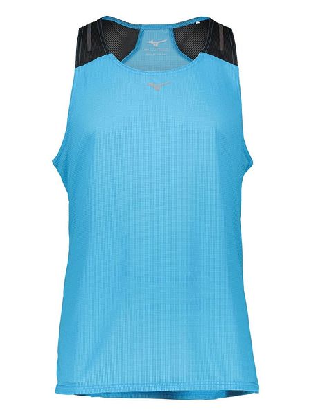 Mizuno Top funkcyjny "DryAeroFlow" w kolorze błękitnym rozmiar: M. Niebieskie t-shirty sportowe Mizuno, bez wzorów, z materiału, bez ramiączek, outdoorowe. Za 78.84 zł.