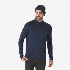 Koszulka termoaktywna narciarska męska Quechua BL 500 1/2 Zip. Niebieskie bielizna termoaktywna WED'ZE, l, bez wzorów, z elastanu, bez ramiączek, narciarskie. Za 79.99 zł.