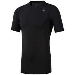 Koszulka treningowa męska Reebok Wor Logo Compression. Czarne bielizna termoaktywna Reebok, m, bez wzorów, bez ramiączek, do biegania. Za 189.99 zł.