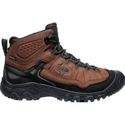 Buty trekkingowe męskie Keen Targhee Iv Mid Wp. Brązowe buty trekkingowe Keen, bez wzorów, z materiału, za kostkę, bez zapięcia, trekkingowe. Za 935.00 zł.